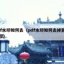 pdf水印如何去（pdf水印如何去掉背景水印）