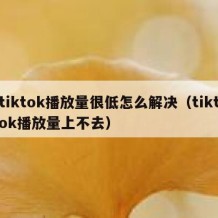 tiktok播放量很低怎么解决（tiktok播放量上不去）