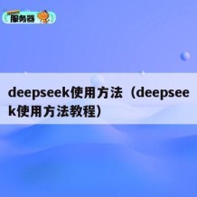 deepseek使用方法（deepseek使用方法教程）