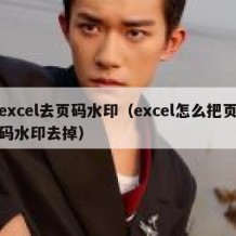 excel去页码水印（excel怎么把页码水印去掉）