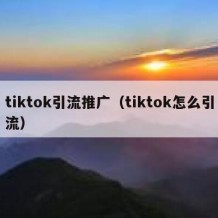tiktok引流推广（tiktok怎么引流）