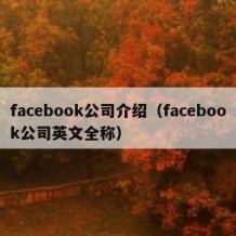 facebook公司介绍（facebook公司英文全称）