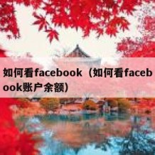 如何看facebook（如何看facebook账户余额）