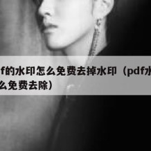 pdf的水印怎么免费去掉水印（pdf水印怎么免费去除）
