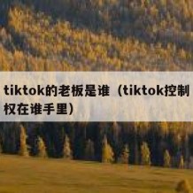 tiktok的老板是谁（tiktok控制权在谁手里）