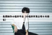 免费制作小程序平台（小程序开发公司十大排名）
