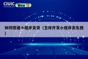 如何搭建小程序卖货（怎样开发小程序卖东西）