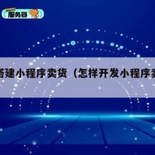 如何搭建小程序卖货（怎样开发小程序卖东西）