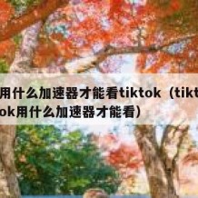 用什么加速器才能看tiktok（tiktok用什么加速器才能看）