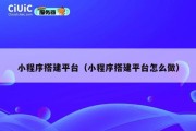 小程序搭建平台（小程序搭建平台怎么做）