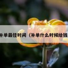 补单最佳时间（补单什么时候给钱）