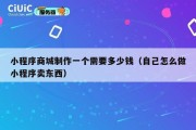 小程序商城制作一个需要多少钱（自己怎么做小程序卖东西）
