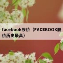 facebook股价（FACEBOOK股价历史最高）