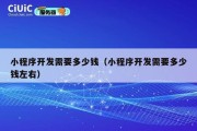 小程序开发需要多少钱（小程序开发需要多少钱左右）