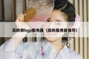 高防御bgp服务器（高防服务器推荐）