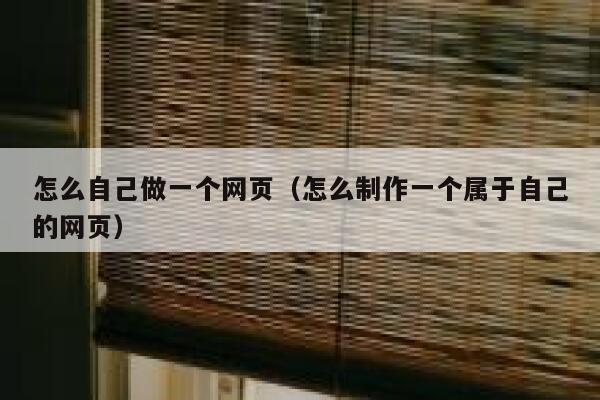 怎么自己做一个网页（怎么制作一个属于自己的网页） 第1张
