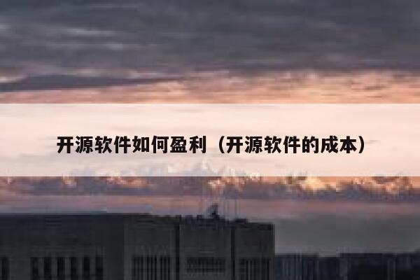 开源软件如何盈利（开源软件的成本） 第1张