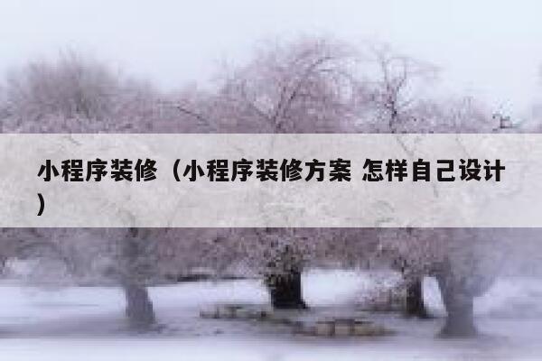 小程序装修（小程序装修方案 怎样自己设计） 第1张