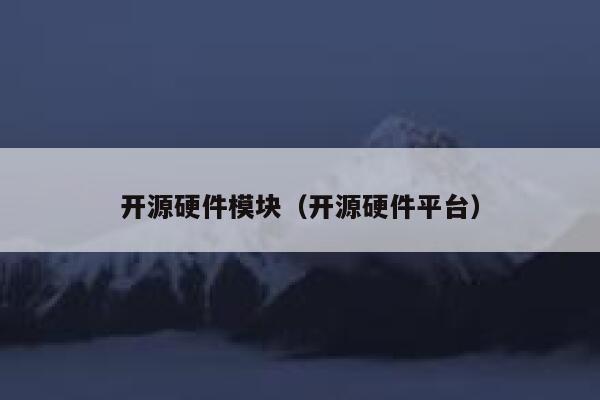 开源硬件模块（开源硬件平台） 第1张