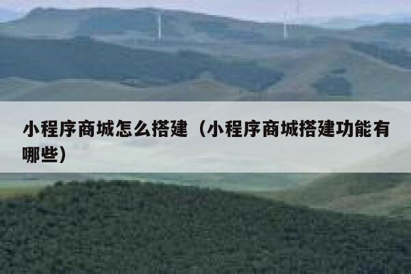 小程序商城怎么搭建（小程序商城搭建功能有哪些） 第1张