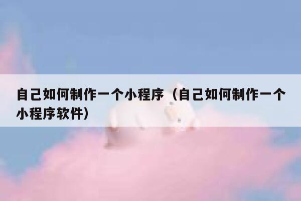 自己如何制作一个小程序（自己如何制作一个小程序软件） 第1张
