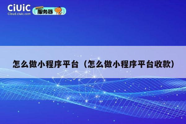 怎么做小程序平台（怎么做小程序平台收款） 第1张