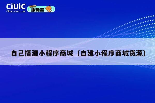 自己搭建小程序商城（自建小程序商城货源） 第1张