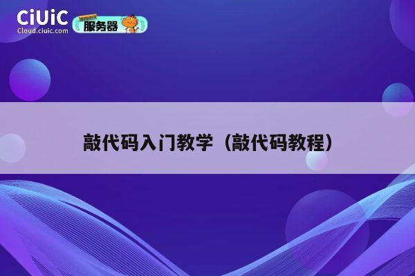 敲代码入门教学（敲代码教程） 第1张