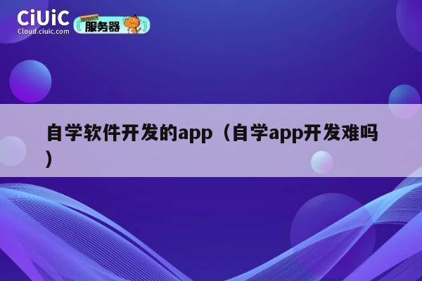 自学软件开发的app（自学app开发难吗） 第1张
