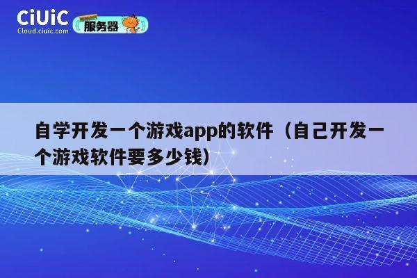 自学开发一个游戏app的软件（自己开发一个游戏软件要多少钱） 第1张