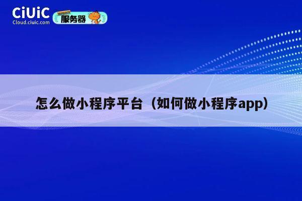 怎么做小程序平台(如何做小程序app) 第1张 怎么做小程序平台(如何做小程序app) 第1张
