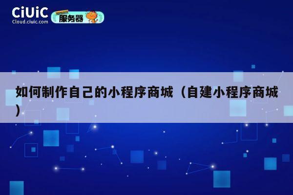 如何制作自己的小程序商城(自建小程序商城) 第1张 如何制作自己的小程序商城(自建小程序商城) 第1张