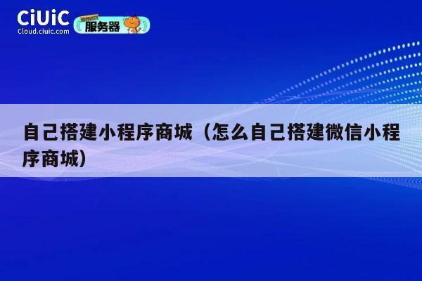 自己搭建小程序商城（怎么自己搭建微信小程序商城） 第1张