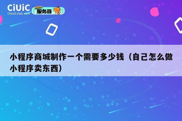小程序商城制作一个需要多少钱(自己怎么做小程序卖东西) 第1张 小程序商城制作一个需要多少钱(自己怎么做小程序卖东西) 第1张