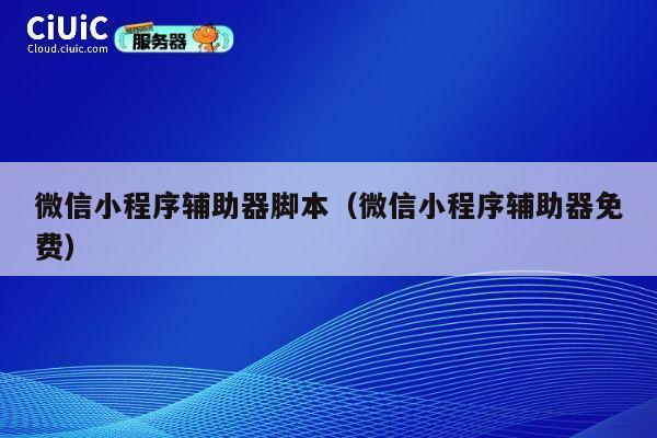 微信小程序辅助器脚本（微信小程序辅助器免费） 第1张