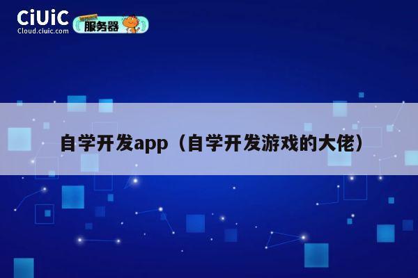自学开发app（自学开发游戏的大佬） 第1张
