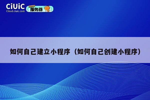 如何自己建立小程序（如何自己创建小程序） 第1张